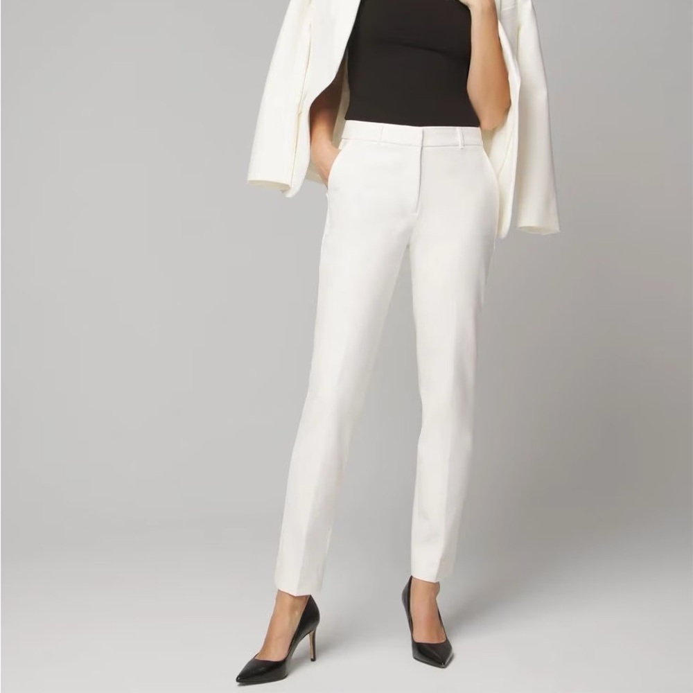 White House black market tapered ankle white pants